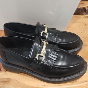 Black Loafers with Gold Buckle